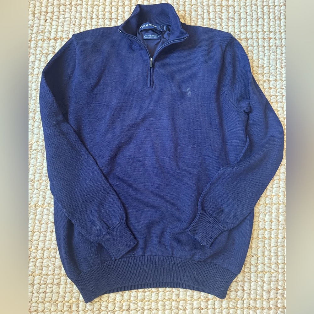 POLO GOLF Ralph Lauren 1/4 Zip Up Pima Cotton Sweater Size M